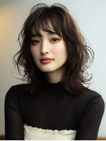 ノラ シブヤ(NORA)&nbsp;小顔ミディアムパーマミディアムデジタルパーマボブパーマ前髪