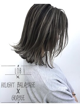 トルネード(TORNADO) 外国人風ロブ ハイライトバレイヤージュグラデ グレージュ