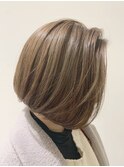 【UNSOMELille】かきあげボブ/ベージュ