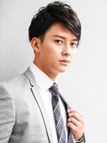 スーツ短髪ツーブロック束感モテる黒髪スリークショート流行