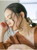 三軒茶屋_レディース_アレンジ_コテ巻き_ダウンスタイル_黒髪