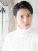 定番人気！アッシュブラック七三オールバックショートn札幌月寒
