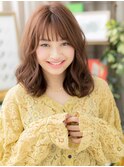 ★暖色系カラー抜け感毛先パーマウェーブミディアム30代40代★1