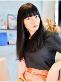 ■エアーストレート/黒髪/大人かっこいい/オン眉元町24-4