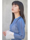 ナチュラルカラーサラ艶重め前髪ロング