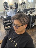 ショート　メンズ　ハイライト　メッシュ　ホワイトメッシュ