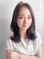 リヤン 表参道(lyann)&nbsp;ナチュラルカール薄めバング外ハネボブ艶感シースルーバング