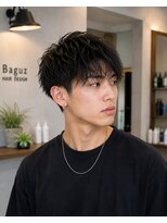 MEN's Baguz MEN'Sカット/ MEN'Sパーマ/ MEN'Sカラー 韓国風メンズショート無造作束感ニュアンスパーマ毛流れスタイル