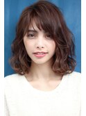 【表参道】厚めバング、斜めバングのふわふわミディアム♪藤沢3
