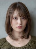 ミディアムボブ/透明感カラー/髪質改善
