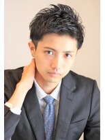 ノイセル(Noisyle)&nbsp;スーツビジネスツーブロック束感モテる黒髪アップバングショート