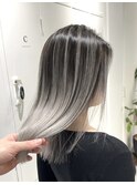 外国人風バレイヤージュ アッシュシルバー20代30代40代