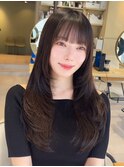 （レイヤーカット/韓国ヘア/フルバング前髪/小顔/おくれ毛）