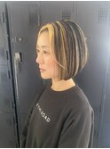 ボブ ハイライト 白髪ぼかし