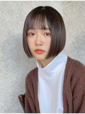 外ハネボブ/切りっぱなしボブ/ミニボブ/ボブ/グレージュ