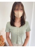 レイヤーカット/オリーブブラウン/大人前髪/シースルーバング