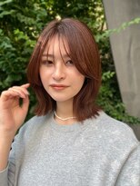アンガーデン(Une GARDEN)&nbsp;切りっぱなしボブくびれヘア顔周りレイヤーアプリコットオレンジ