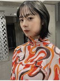 ミニウルフレイヤーカット顔周り前髪韓国ミディアムロング/原宿