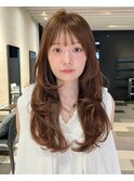 ロングレイヤー/顔まわりカット/透明感カラー/アッシュブラウン