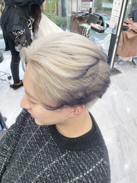 REEED 渋谷店 メンズ縮毛矯正/ニュアンスパーマ【リード】【4/3 NEW OPEN(予定)】 《メンズデザインカラー》ホワイトブロンド×パープル