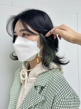 カリーナコークス 原宿 渋谷(Carina COKETH) インナーカラー/イヤリングカラー/ダブルカラー/オリーブ