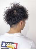 20代30代メンズスパイラルパーマワイルドオシャレ感アッシュ