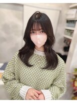 サンド 鹿児島中央(sand)&nbsp;黒髪/グレーベージュ/レイヤーロング/前髪パーマ[鹿児島中央駅]