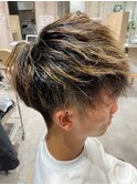 おしゃれ男子のツイスパマッシュ×メッシュ ブリーチ