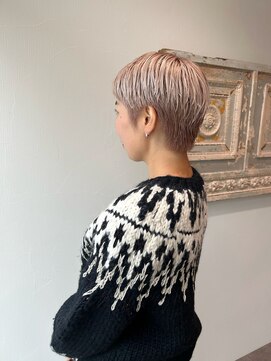 アンユヘアー 与野駅前店(unu.hair) ベリーショート×ホワイトピンクベージュ