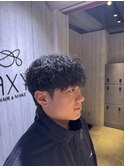フェザーマッシュツイストパーマソフトツーブロックコンマヘア