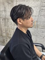 ニアウ 太田店(Niau)&nbsp;センターパートニュアンスパーマハイライトメンズメッシュ眉毛