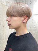 ホワイトブロンドメンズホワイトベージュカラー韓国風メンズヘア