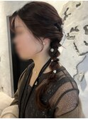 ヘアアレンジ/ヘアセット/編み下ろしアレンジ/サイド編み下ろし