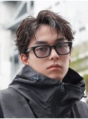 渋谷mensアクティブショートフェザーパーマセンターパート