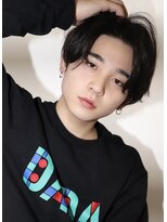 ネイビー(NAVY)&nbsp;かきあげセンターパートナチュラルハンサムマッシュ