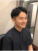 ふわっと七三ツーブロアップバング<理容室>