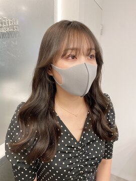 ジーナ 船橋(Zina) オトナ女子ツヤ髪アッシュカラーふんわりミディシースルーバング