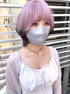 ラニヘアサロン(lani hair salon) 【天神/大名】ペールピンク＆アッシュブラック【裾カラー】