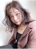 ふわふわボブ_チェリーブラウンフェミニンロング_78896