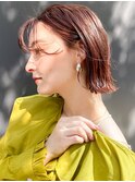 【NORA UMEDA 高木】切りっぱなしボブ レッドブラウン