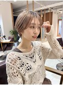 *滝田*ミルクティーベージュケアブリーチ丸みショート小顔