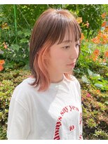 レリー バイ アルティナ 川越店(Lelie by artina)&nbsp;ロブヘア_インナーオレンジ_チョコブラウン_ボブウルフ1