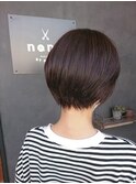 暗髪/段カット/大人ショートボブ/ステップボーンカット/30代40代