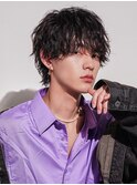 渋谷波巻きスパイラルパーマメンズマッシュウルフカットツイスパ