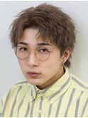 波巻きパーマツイストスパイラルパーマツーブロックメンズ黒髪