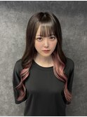 【manabu】インナーピンク×プルエクステ
