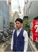 オールバック短髮メンズマッシュセンターパートマンバン