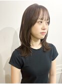ヘーゼルベージュシースルーバングフレンチバングミントカラー