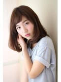 大人可愛いアッシュブラウンカラー伸ばしかけロブ 奈良清水