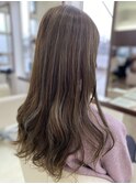 ロング/アッシュグレーハイライト/アースカラー/30代/40代/50代
